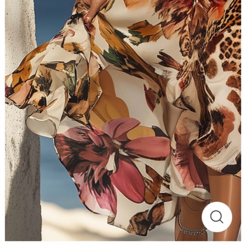 Elegant Leopard and Floral Print Halter Maxi Dress - Picture 4 of 4
